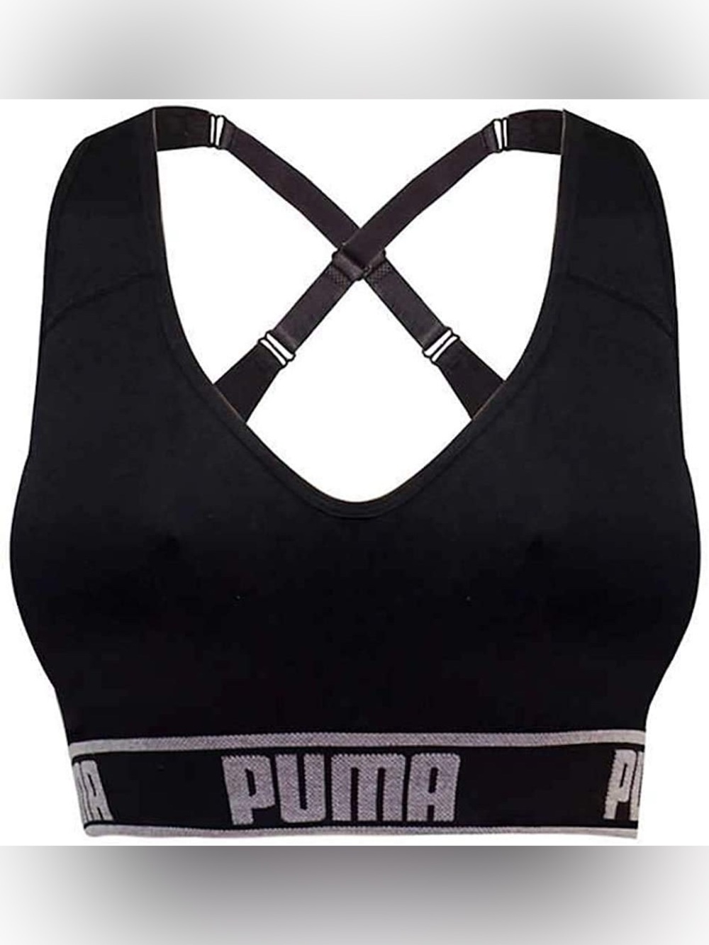 PUMA Black Seamless Crossback Low Impact Sports Bra Bralette - Size Small